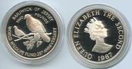 Two Pounds Silber 1987 Jersey G0056 - Pink Pigeons Tauben - World Wildlife Fund - Elizabeth II. Proof Polierte Platte