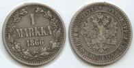 Finnland 1 Markka Silber G2140 - Alexander II. 1855-1881 Russia Finland -