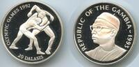 Gambia 20 Dalasis 1993 GS633 - Olympiade Barcelona 1992 Olympic Games-Wrestlers Proof Polierte Platte