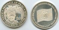 Deutschland Bundesrepublik Bronzemedaille versilbert PA532 - Freiheit in Prag - Hans-Dietrich Genscher - Deutsches Vaterland -