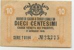Italien Österreichische Besetzung Venetiens 10 Centesimi Banknote GB155 - Cassa Veneta dei Prestiti Italy Austrian Occupation of Veneto -