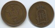 Schweden 5 Öre (5 Øre) G2332 - Oscar II.1872-1907 Svergie Sweden -
