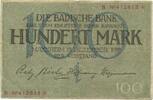 Deutsches Reich Baden 100 Mark GB329 - Banknote Baden Mannheim Badische Bank Paper Money German -
