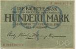 Deutsches Reich Baden 100 Mark GB350 - Paper Money Badische Bank Mannheim -