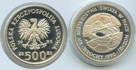 Polen 500 Zlotych Silber GS445 - Fussball WM Italien 1990 Poland -