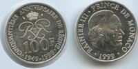 Monaco Fürstentum 100 Francs Silber GS403 - 50th Anniversary of Reign Prince Ranier -