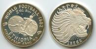 Äthiopien 20 Birr Silber G2070 - Fussball WM Spanien Proof World Cup Football -