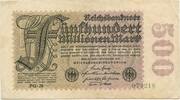 Deutsches Reich Weimar 500 Millionen Mark GB278 - Reichsbanknote Paper Money Germany Banknote -