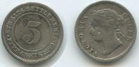 Straits Settlements Malaysia Singapur 5 Cents Silber G6172 - British Crown colony Queen Victoria 1837-1901 -