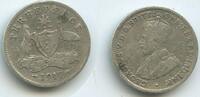 Australien Three Pence (3 Pence) Silber H1467 - Känguru-Strauß King George V. Australia -