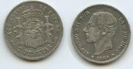Spanien 2 Pesetas Silber G8868 - Alfonso XII. 1874-1885 Spain -