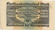 Deutsches Reich Weimar 500.000 Mark GB190 - Rheinprovinz Düsseldorf Landesbank Paper Money Germany -
