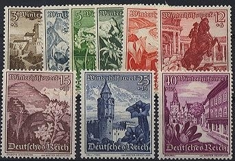 Briefmarke Deutsches Reich 683 (1938) – Winterhilfswerk Landschaften/Blumen, Postfrisch MNH