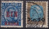 Island Island 1926 MiNr. 121 | 1929 MiNr. 124 gestempelt | Freimarken mit Aufdruck -