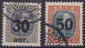 Island Island 1925 - MiNr. 112-113 gestempelt | Freimarke mit lokalem Aufrdruck -