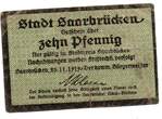 Saarbrücken 10 Pfennig 25/11/1919 F