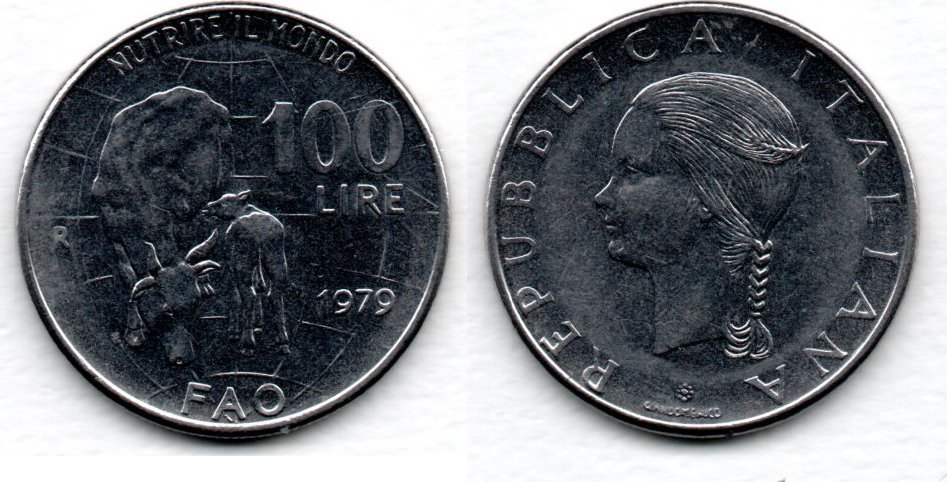 1900 евро. Итальянские монеты 1979. Монета Италии 1979г. 100 Итальянских лир.