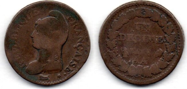 France Frankreich 1 Décime An 8 AA F