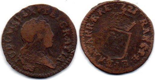 France Frankreich Liard 1721 Besançon Louis XV F