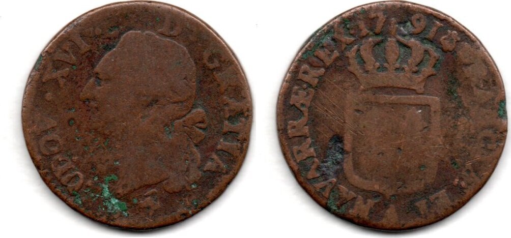 France Frankreich Sol 1791 A Louis XVI B