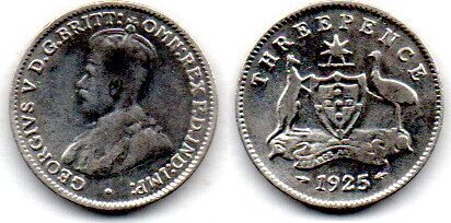 Australie Australia 3 Pence 1925 F