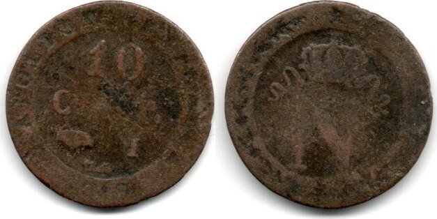France Frankreich 10 Centimes 1810 I B+