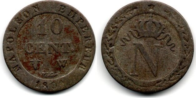 France Frankreich 10 Centimes 1808 W F