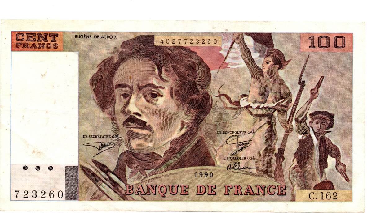 France Frankreich 100 Francs 1990 Delacroix VF