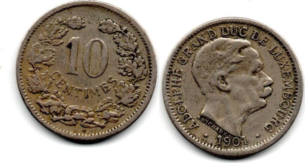Luxembourg 10 Centimes 1901 F+