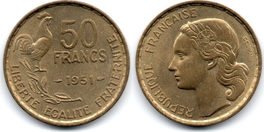 France - Frankreich 50 Francs 1951 AU | MA-Shops