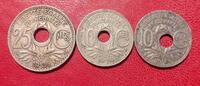 France - Frankreich Lot de 3 Monnaies Trous décentrés -