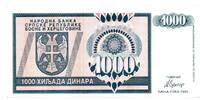 Bosnie Herzegovine 1000 Dinara 1992 UNC 2,50 EUR  zzgl. 4,90 EUR Versand