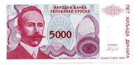 Bosnie Herzegovine 5000 Dinara 1993 AU 2,00 EUR  zzgl. 4,90 EUR Versand