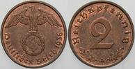 2 Reichspfennig 1936 A Kleinmünzen - Drittes Reich Drittes Reich Patina, vorzüglich - Stempelglanz