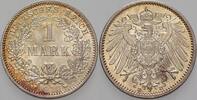 1 Mark 1910 D Kleinmünzen-Kaiserreich Grosser Adler Patina, fast Stempelglanz