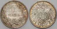 1 Mark 1910 D Kleinmünzen-Kaiserreich Grosser Adler Patina, fast Stempelglanz