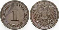 1 Pfennig 1897 E Kleinmünzen-Kaiserreich Grosser Adler Patina, vorzüglich +