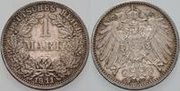Kleinmünzen-Kaiserreich 1 Mark 1911 F Grosser Adler Patina, vorzüglich - Stempelglanz
