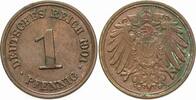 1 Pfennig 1901 G Kleinmünzen-Kaiserreich Grosser Adler Patina, vorzüglich