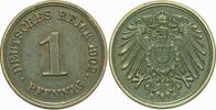 1 Pfennig 1902 G Kleinmünzen-Kaiserreich Grosser Adler Patina, winz. Randfehler, fast vorzüglich