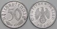 Kleinmünzen - Drittes Reich 50 Reichspfennig 1940 D Drittes Reich Winz. Schrötlingsfehler, vorzüglich