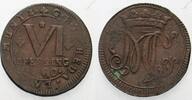 Grafschaft Tecklenburg und Herrschaft Rheda Cu 6 Pfennig Moritz Casimir 1710-1768.