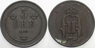 Schweden 5 Öre Oskar II. 1872-1907.