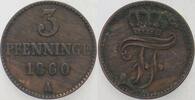 Mecklenburg-Schwerin 3 Pfennige Friedrich Franz II. 1842-1883. -