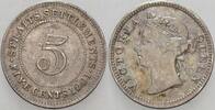 Straits Settlements 5 Cents Victoria , 1837-1901 -