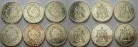 Frankreich 6 x 50 Francs Fünfte Republik seit 1958. -