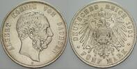 Sachsen 5 Mark Albert 1873-1902. -