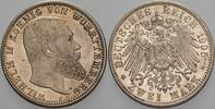Württemberg 2 Mark 1905 F Wilhelm II. 1891-1918. Patina, vorzüglich+/vorzüglich - Stempelglanz
