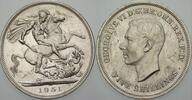 Five Shillings 1951 Großbritannien George VI. 1936-1952. Vorzüglich von Polierte Platte