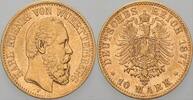 Württemberg 10 Mark 1877 F Karl 1864-1891. Sehr schön
